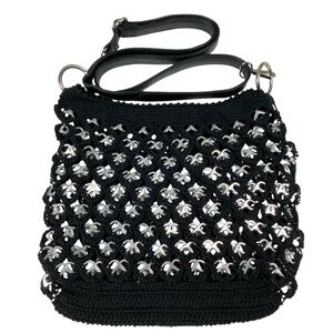 Vintage Handmade Crocheted Soda Can Pull Tab Shoulder Bag Purse Black